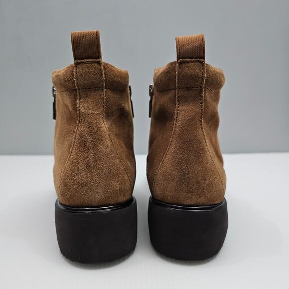Munro Rourke Ankle Bootie Size 9 NARROW Tobacco Suede Side Zip Water Resistant - Picture 9 of 15